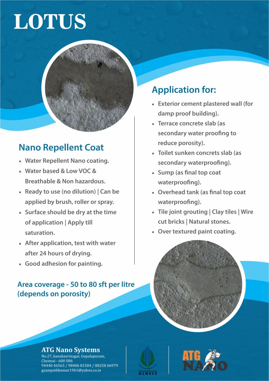 LOTUS Nano Repellent Coat product data sheet — features and application areas